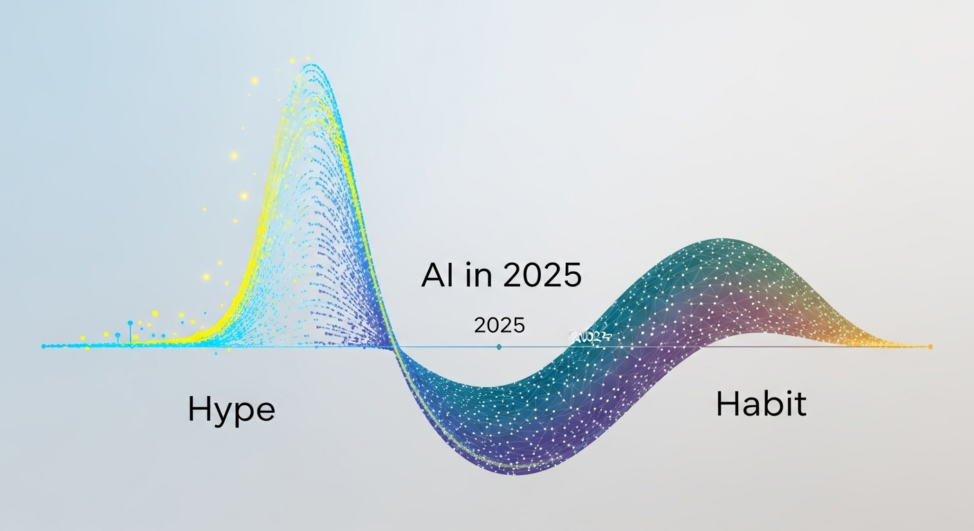 Abstract illustration depicting AI integration into everyday devices in 2025