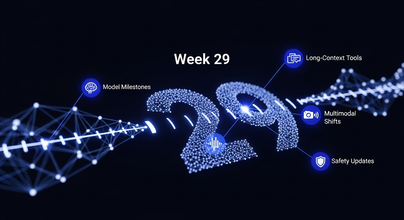 Collage of AI model logos and headlines illustrating a weekly AI roundup