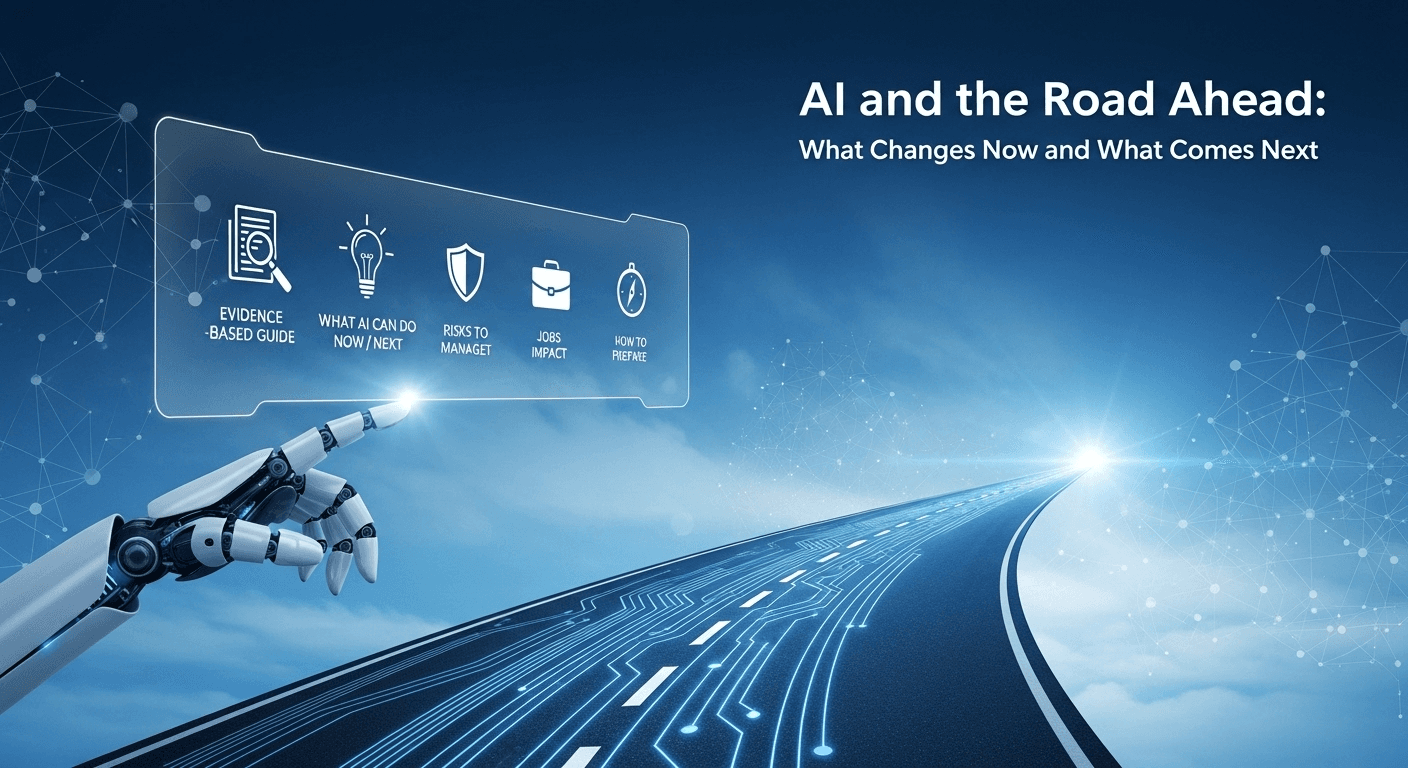 Abstract illustration of artificial intelligence transforming work and society