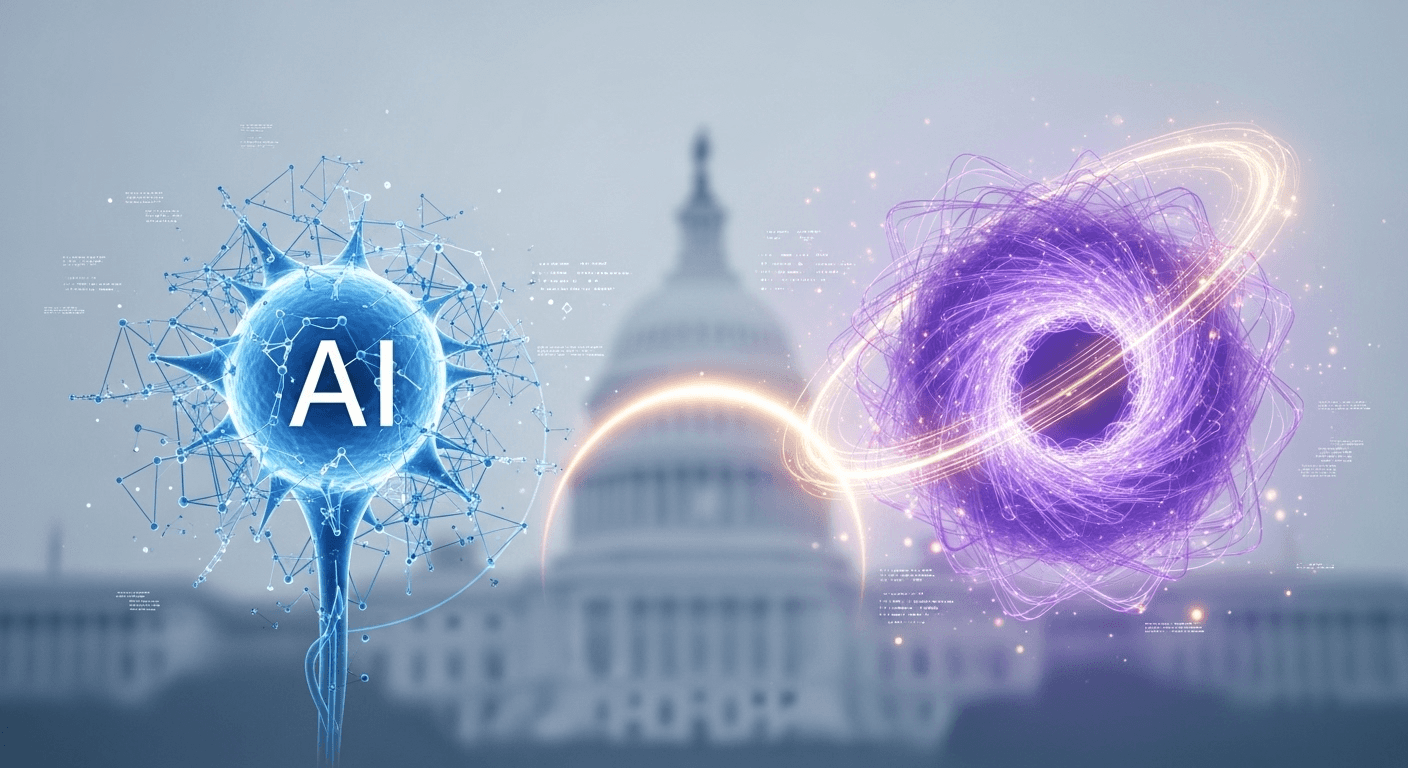 Illustration of AI and quantum computing as national research priorities