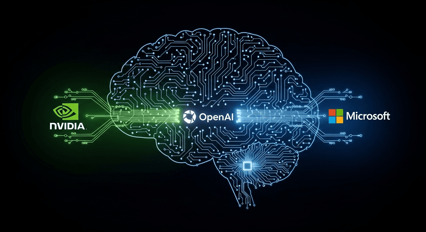 Stock market dashboard with OpenAI logo highlighting AI market dependence