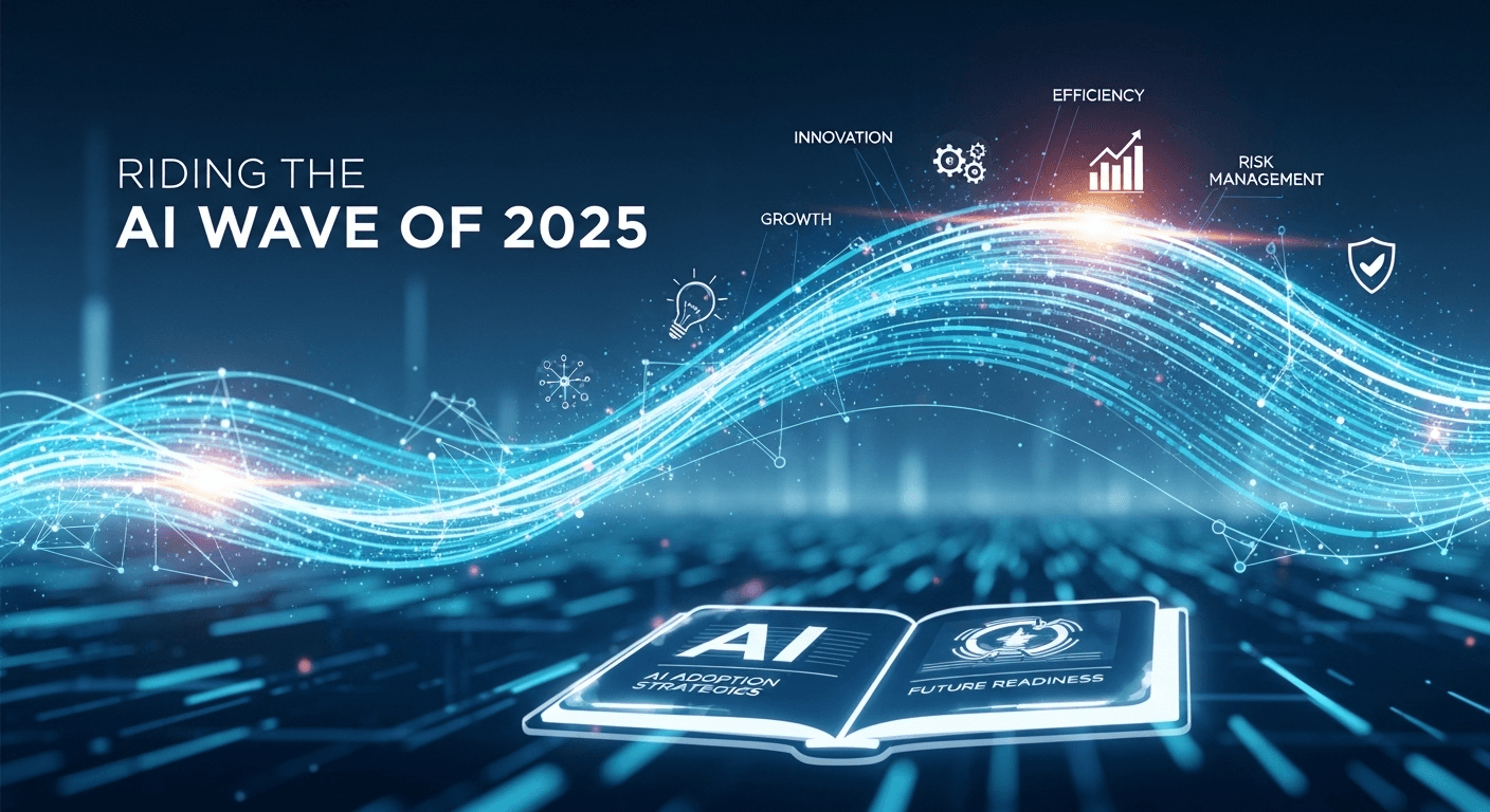 Abstract wave made of data points representing the accelerating AI wave in 2025