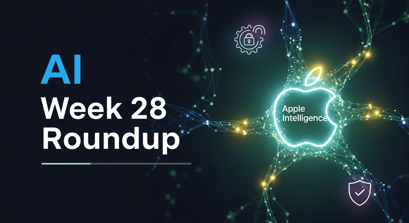 Weekly AI news roundup featuring model releases, Apple Intelligence, open source tools, and updates on AI policy