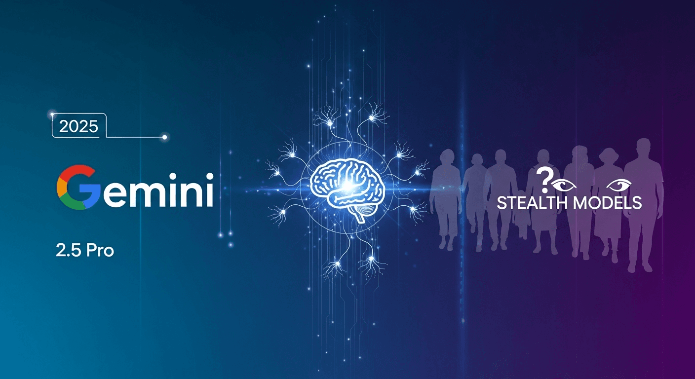 Abstract illustration of AI model competition in 2025 with Google Gemini at the center