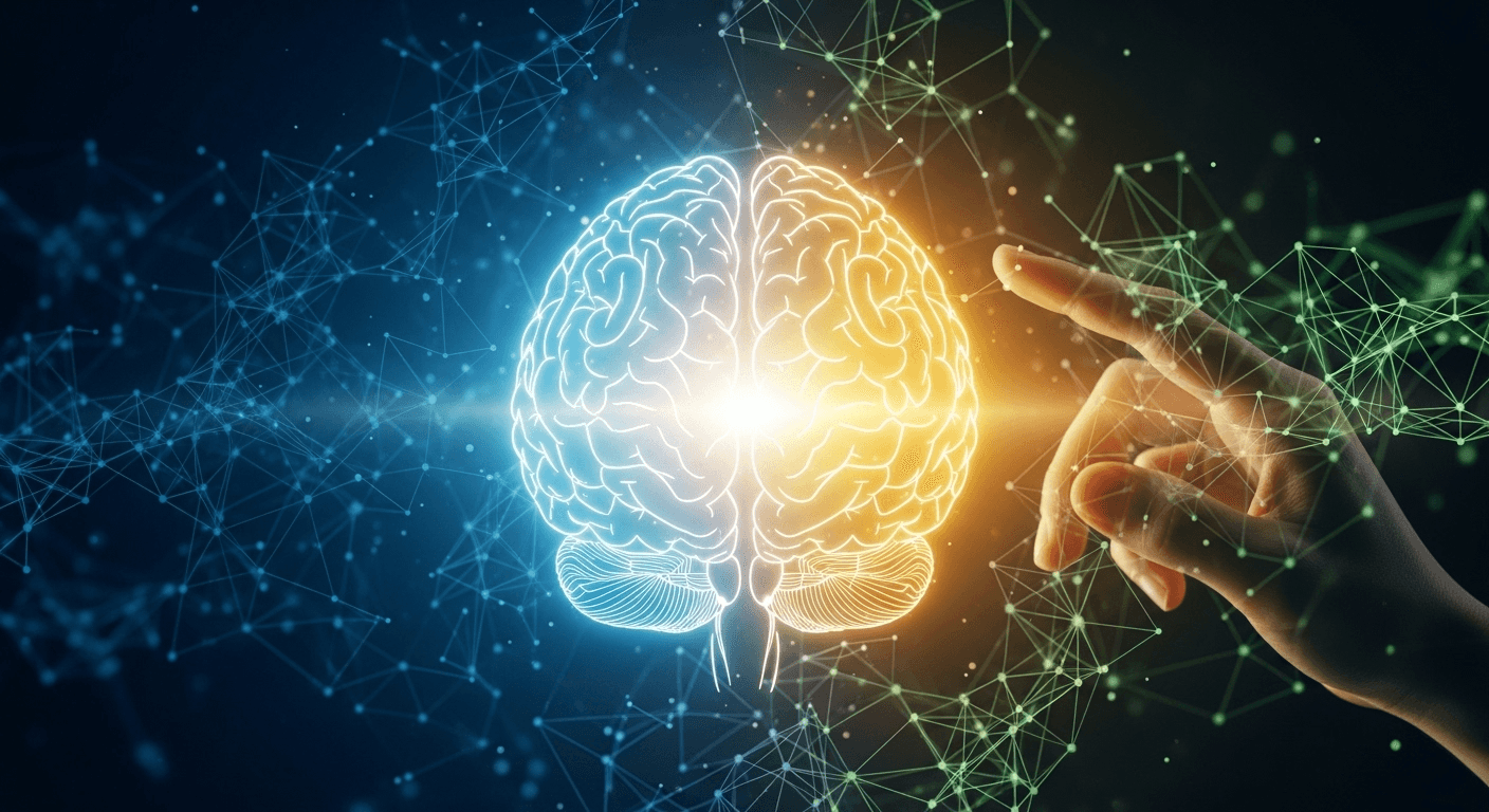 Human editor reviewing an AI generated draft with notes and charts on a laptop in 2025.