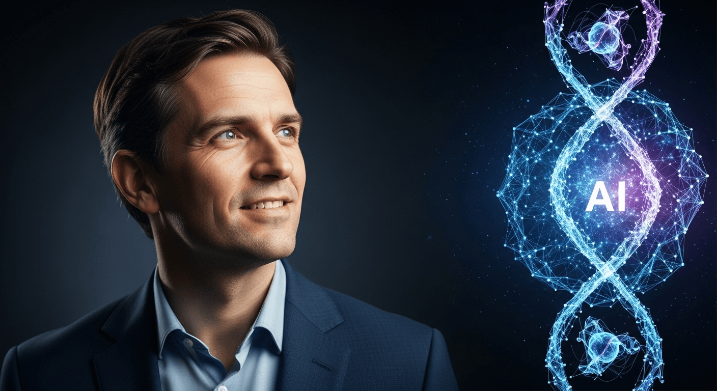 Demis Hassabis of Google DeepMind discussing AI's transformative potential at a public engagement