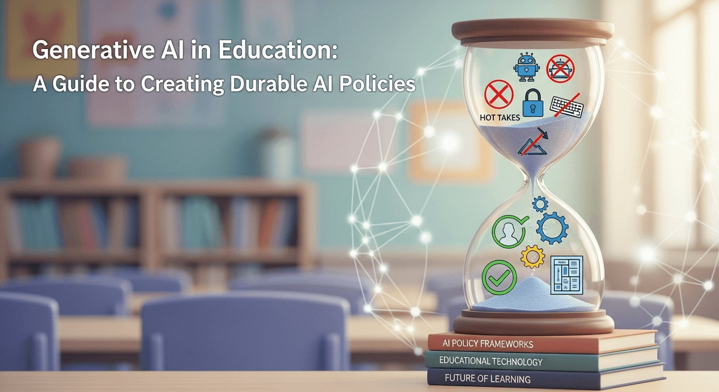 A classroom sign reading 'No AI Allowed' beside an old 'No Internet' notice, symbolizing shifting tech rules in education.