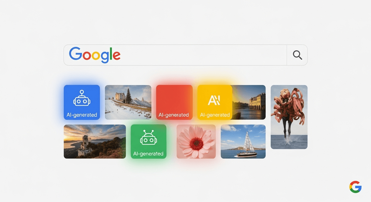 Google Search results showing an AI-generated image with a visible label in the results UI.