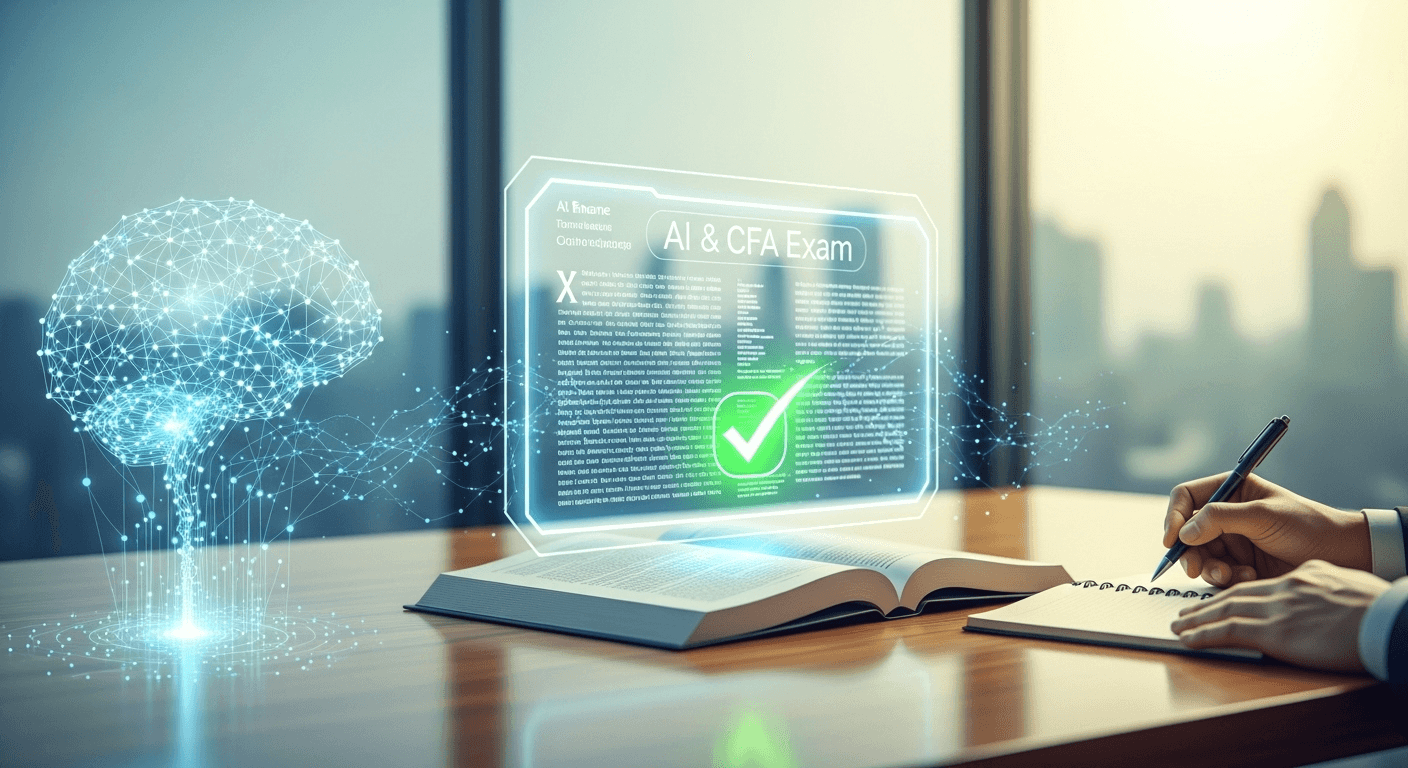 Illustration of AI acing a challenging finance exam