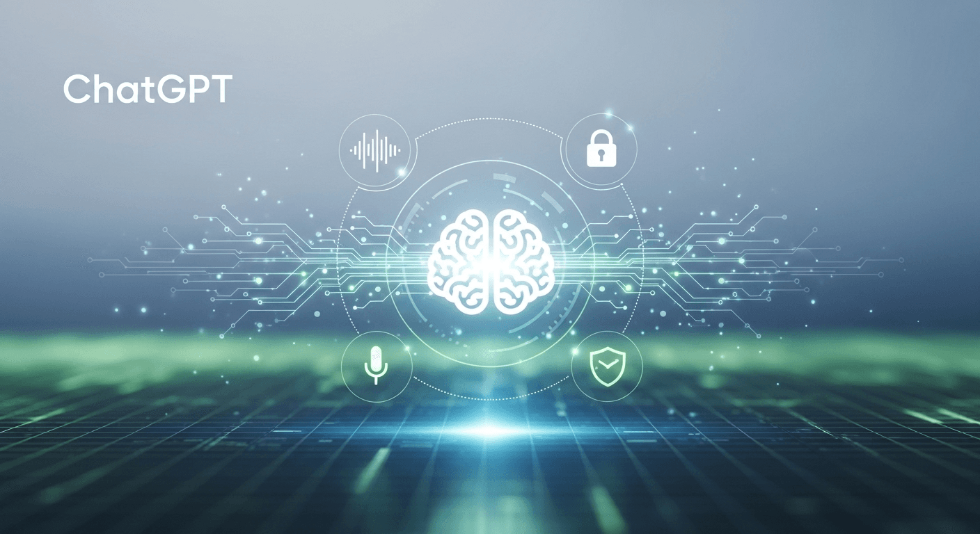 Illustration of ChatGPT assisting diverse people through text, voice, images, and file interactions.