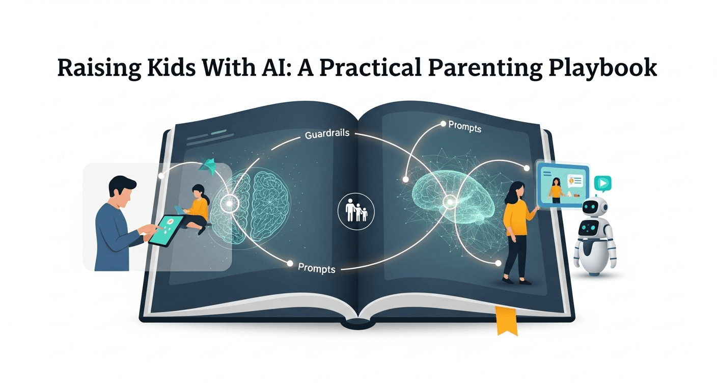 Parent using an AI assistant to plan family routines on a laptop at the kitchen table