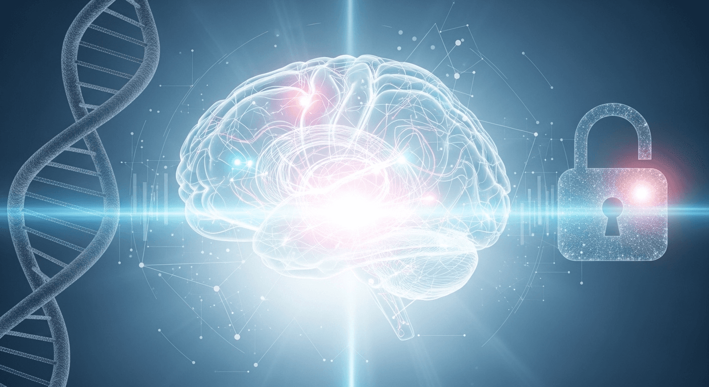 Oncologist and patient examining an AI-assisted genomic report in a clinic