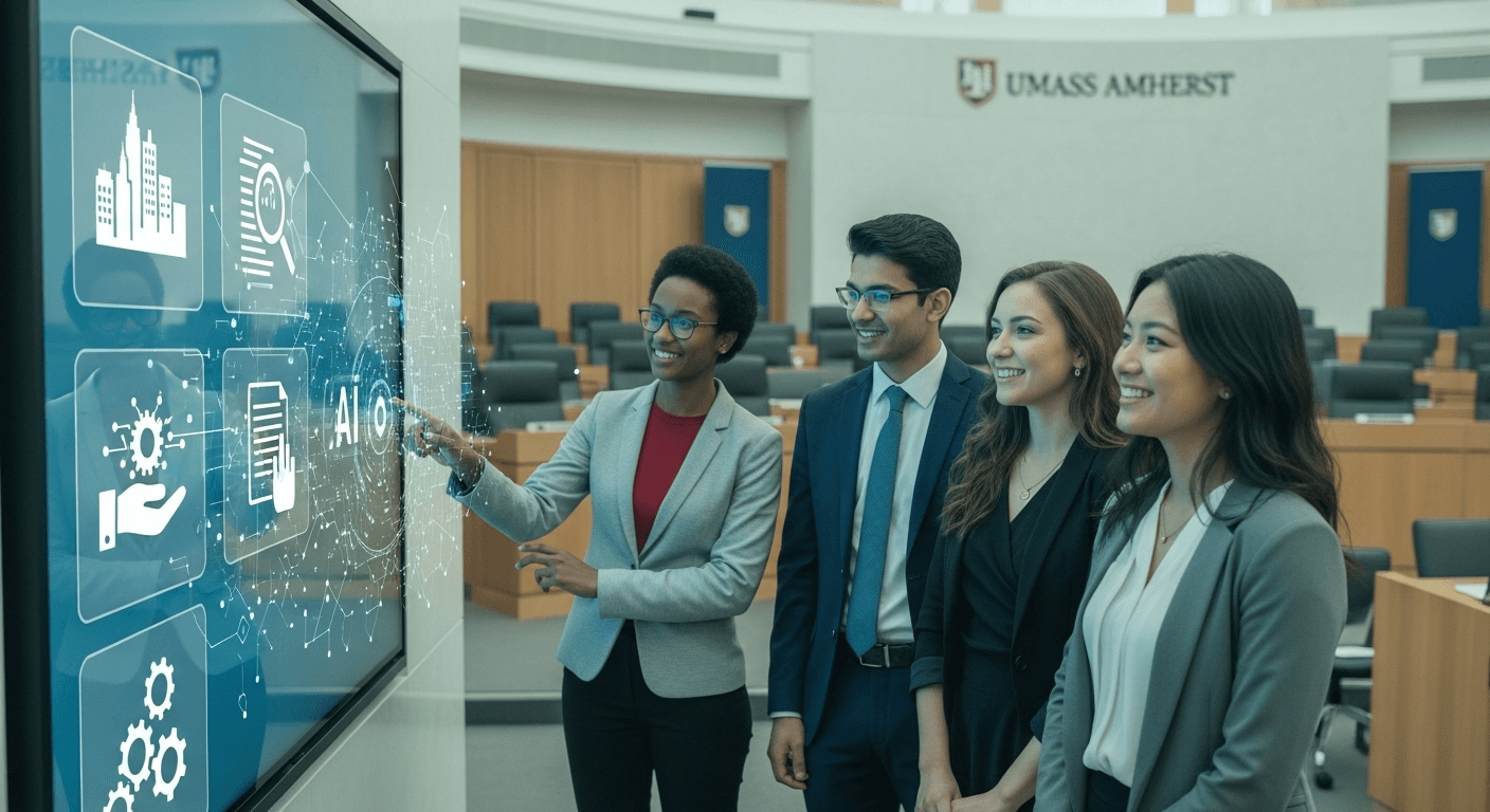 UMass Amherst students demonstrating AI project ideas aimed at enhancing government services to public officials.