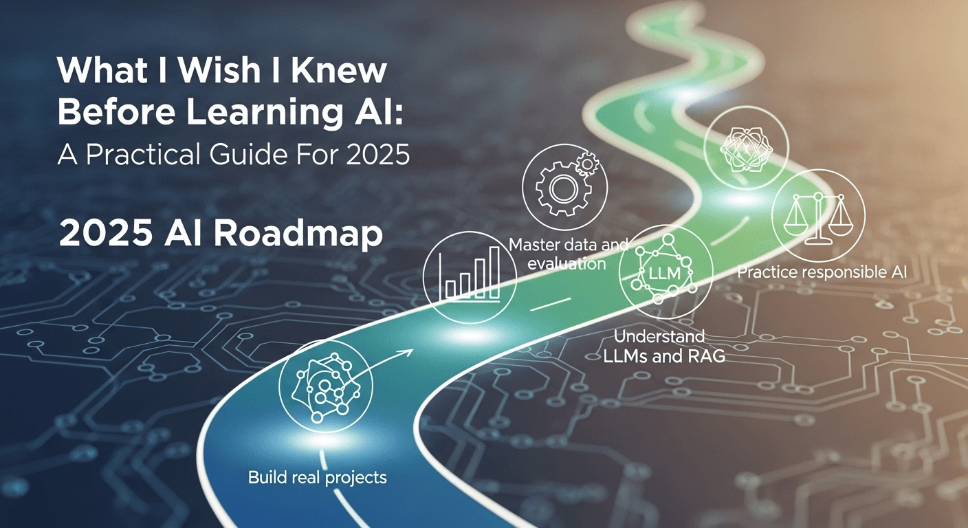 Beginner-friendly AI learning roadmap with steps from foundations to LLMs and RAG