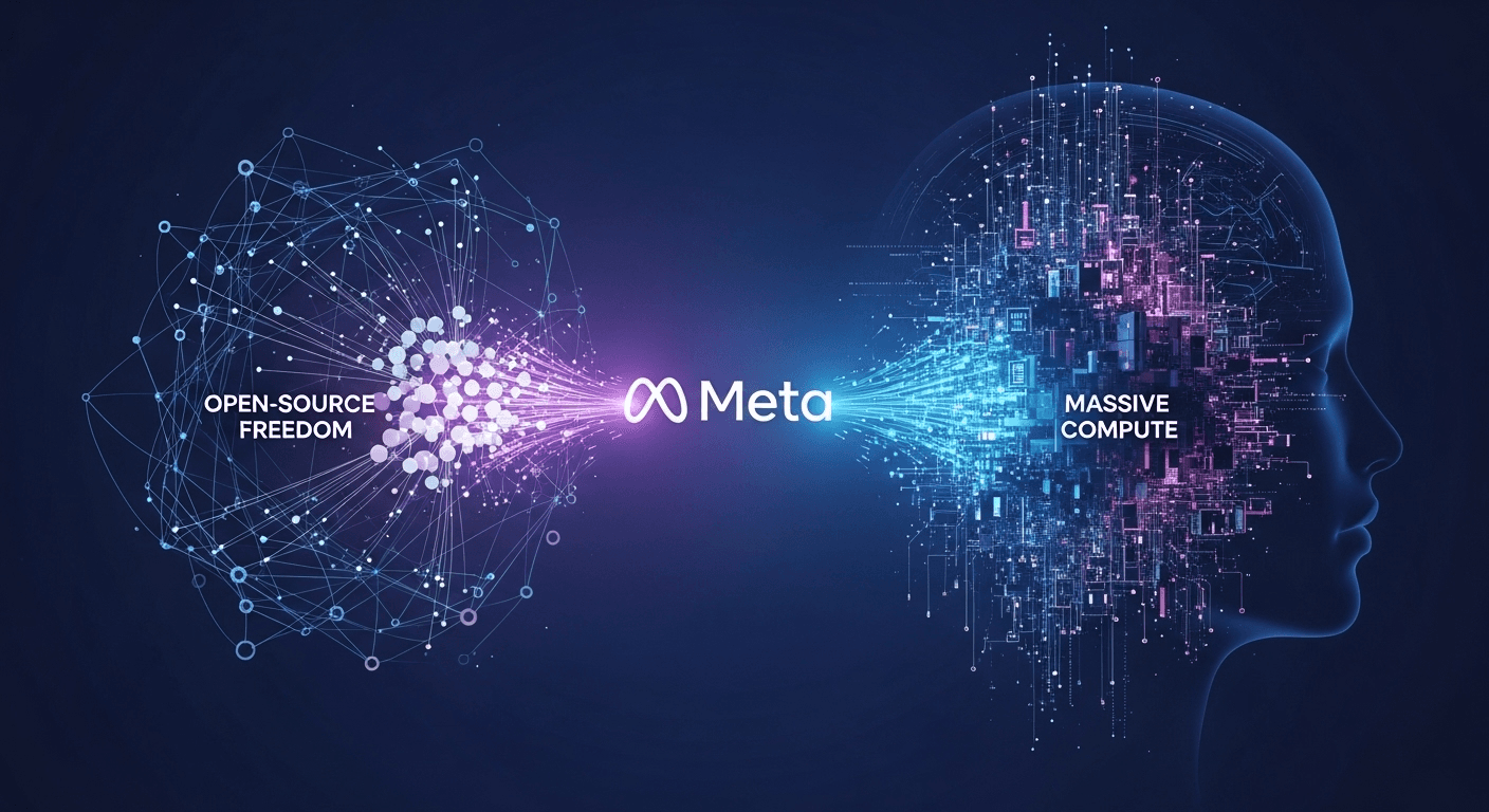 Mark Zuckerberg discussing Meta AI hiring, open-source strategy, and compute resources on stage