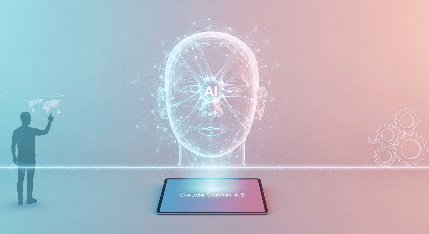 AI agent coding on a laptop with workflow nodes and checklists