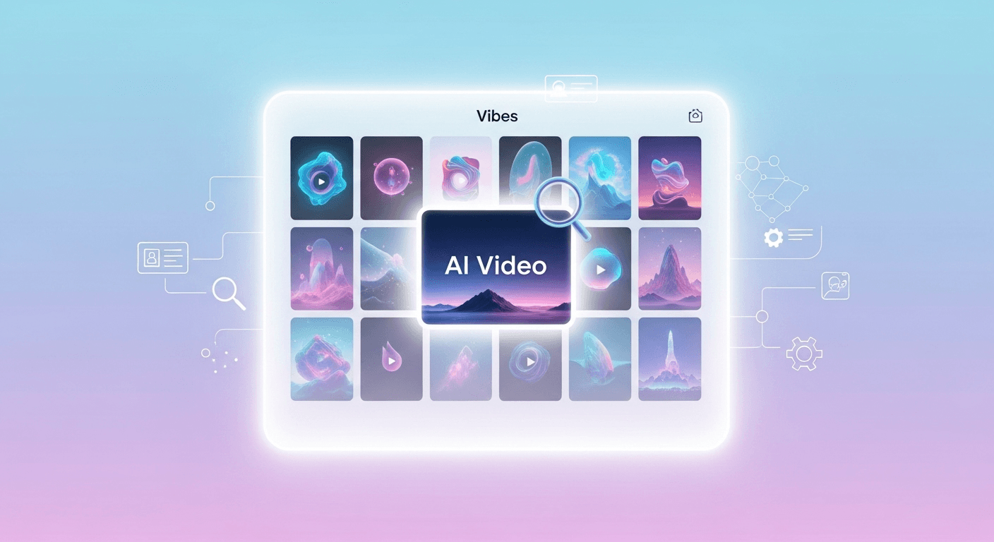 Screen of Meta AI Vibes feed displaying a scrolling array of AI-generated video clips in app