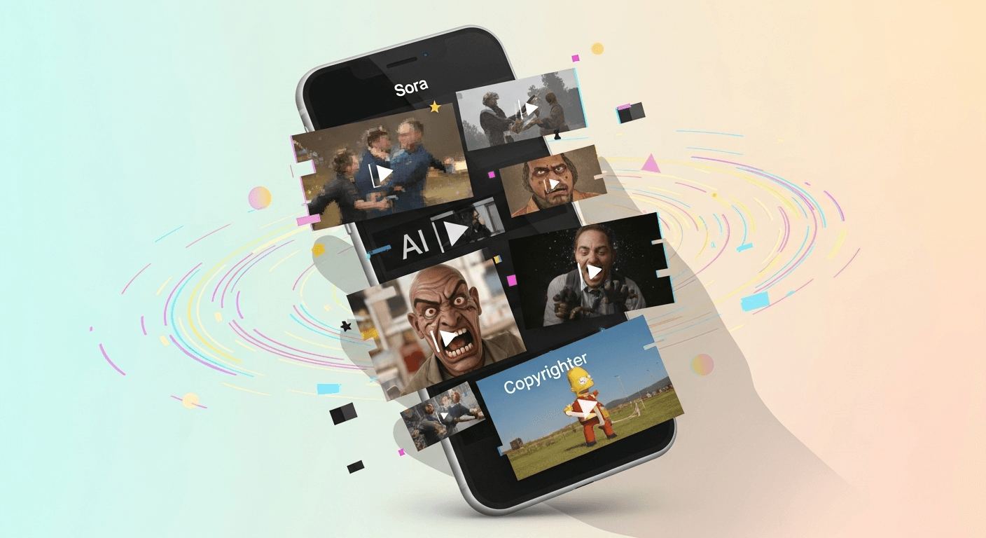 Smartphone displaying social app icons, representing AI video apps and content feeds