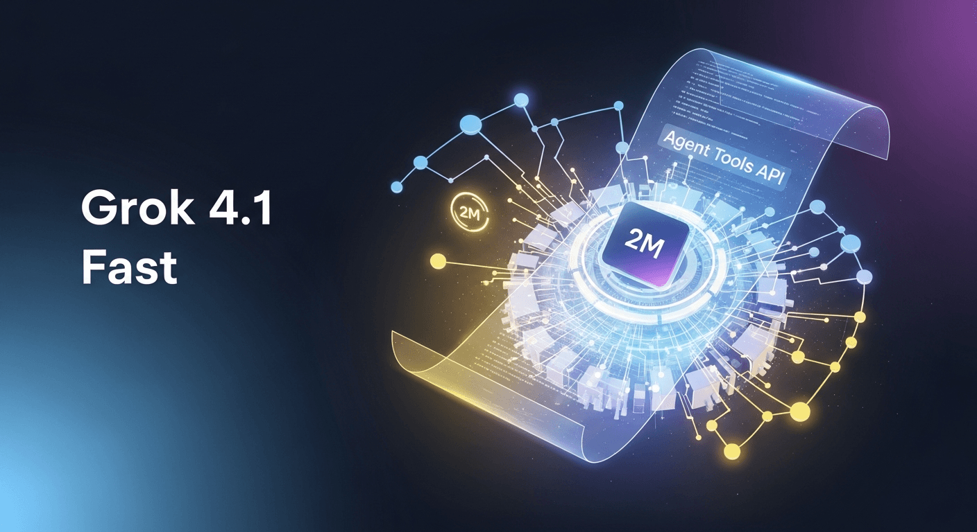 Overview of Grok 4.1 Fast and the Agent Tools API featuring a 2M-token context and server-side tools.