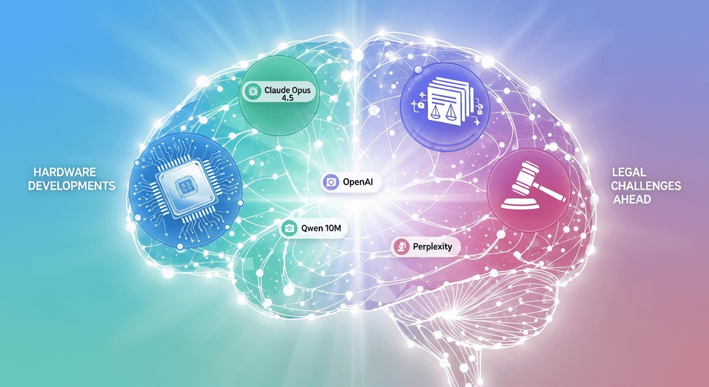 AI weekly highlights for November 28, 2025 featuring model launches, lawsuits, infrastructure deals, and science wins